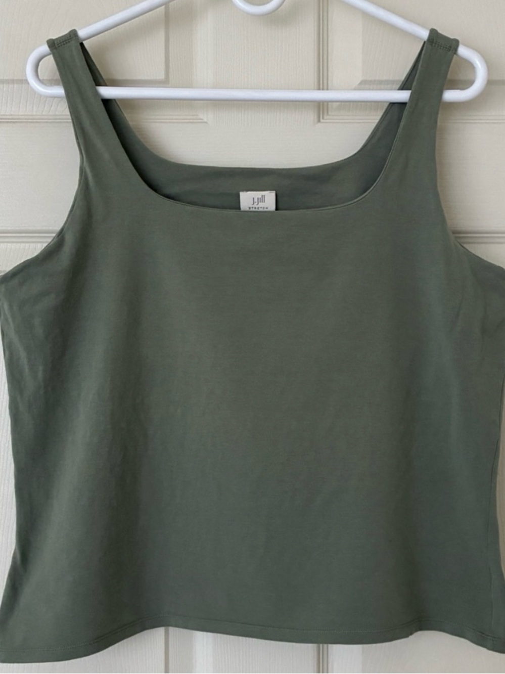 J. Jill Shelf Bra Tank Stretch Cotton Knit Sage Green Size XL